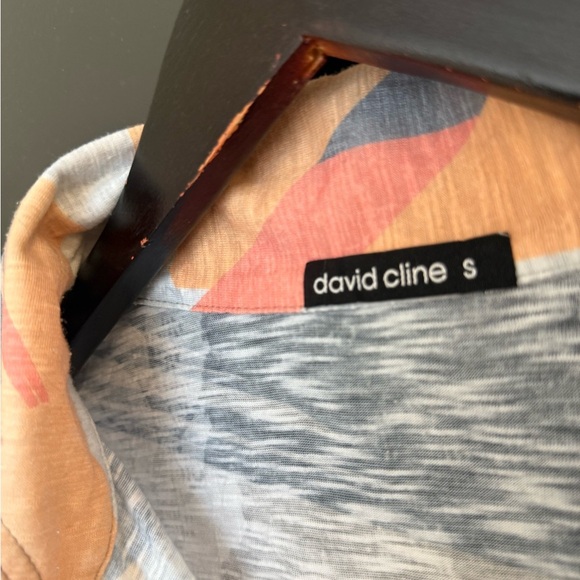 David Cline S EUC Orange Gray Cream Button Down Shirt- silver accents cotton - Picture 7 of 15